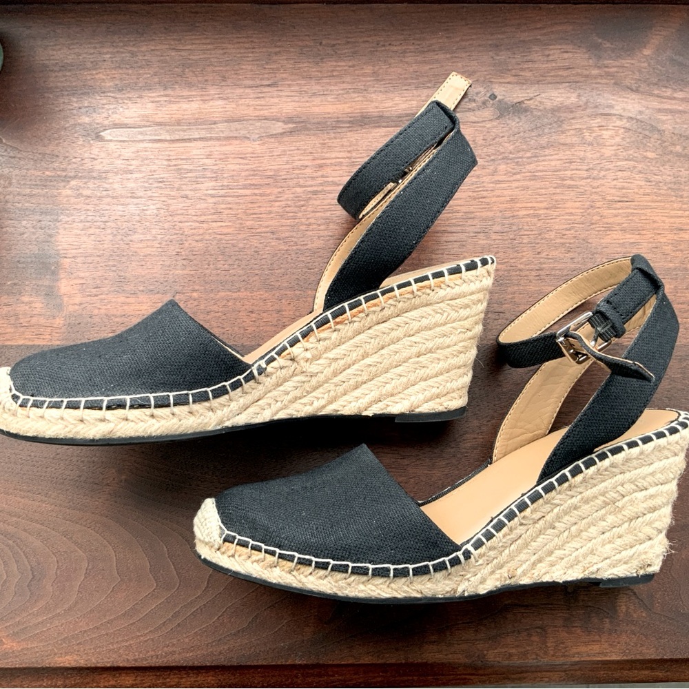 Franco Sarto Black Espadrille Wedges